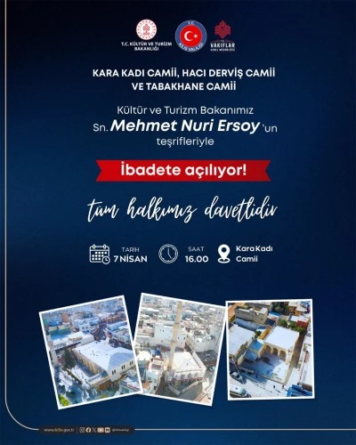 Bakan Ersoy yapımı tamamlanan camilerin a&ccedil;ılışını yapacak