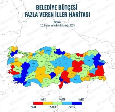 Belediye b&uuml;t&ccedil;esi fazla veren iller haritası a&ccedil;ıklandı