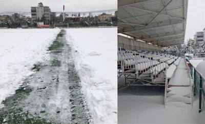 Kilis 7 Aralık Stadı&rsquo;nda kar seferberliği! "Ma&ccedil; oynandı, emek kazandı"