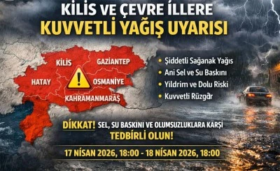 Kilis i&ccedil;in kuvvetli yağış uyarısı
