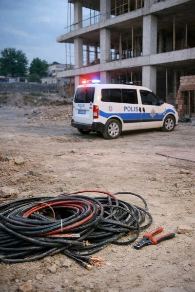 Kilis&rsquo;te inşaattan kablo &ccedil;alan ş&uuml;pheli kovalamacayla yakalandı