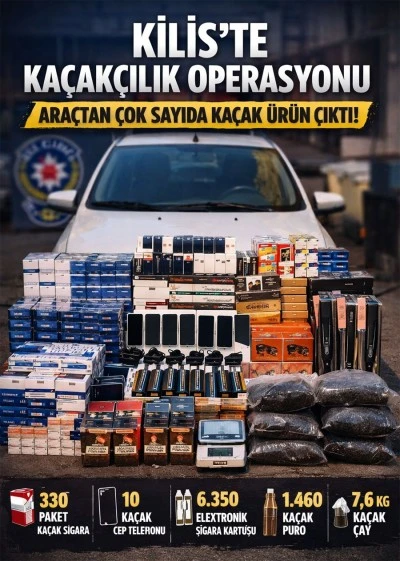Kilis&rsquo;te ka&ccedil;ak sigara ve elektronik sigara kartuşları ele ge&ccedil;irildi