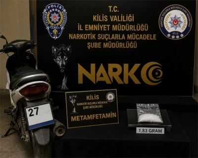 Kilis&rsquo;te motosiklette yapılan kontrolde metamfetamin ele ge&ccedil;irildi
