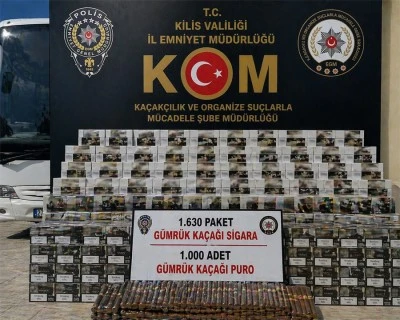 Kilis&rsquo;te otob&uuml;ste ka&ccedil;ak sigara ve puro ele ge&ccedil;irildi