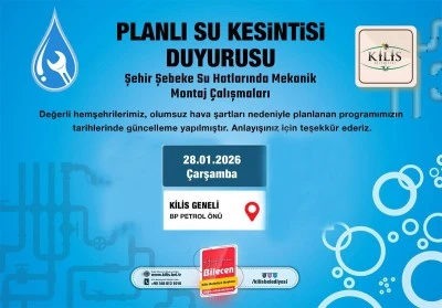 Kilis&rsquo;te planlı su kesintisi uygulanacak