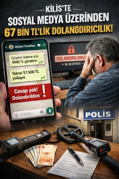 Kilis&rsquo;te sosyal medya &uuml;zerinden 67 bin TL&rsquo;lik dolandırıcılık