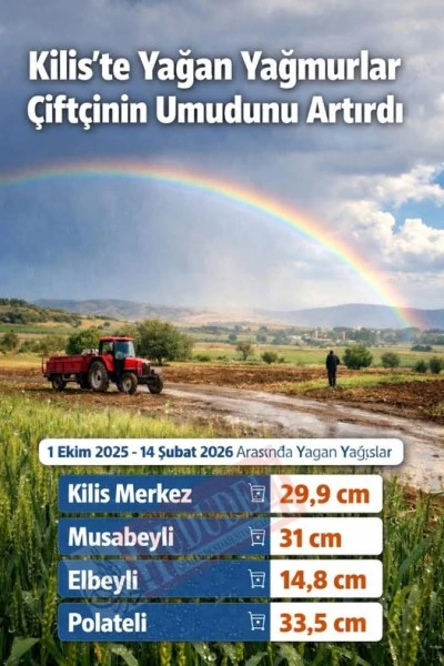 Kilis&rsquo;te Yağan Yağmurlar &Ccedil;ift&ccedil;inin Umudunu Artırdı