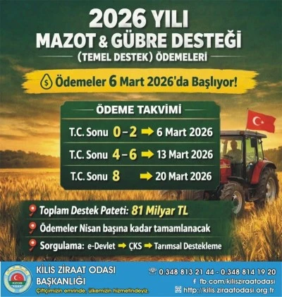 Mazot ve g&uuml;bre desteği &ouml;demeleri başladı