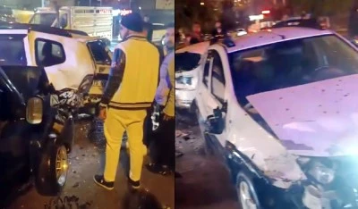 &Uuml;niversite civarında zincirleme kaza: 2 yaralı